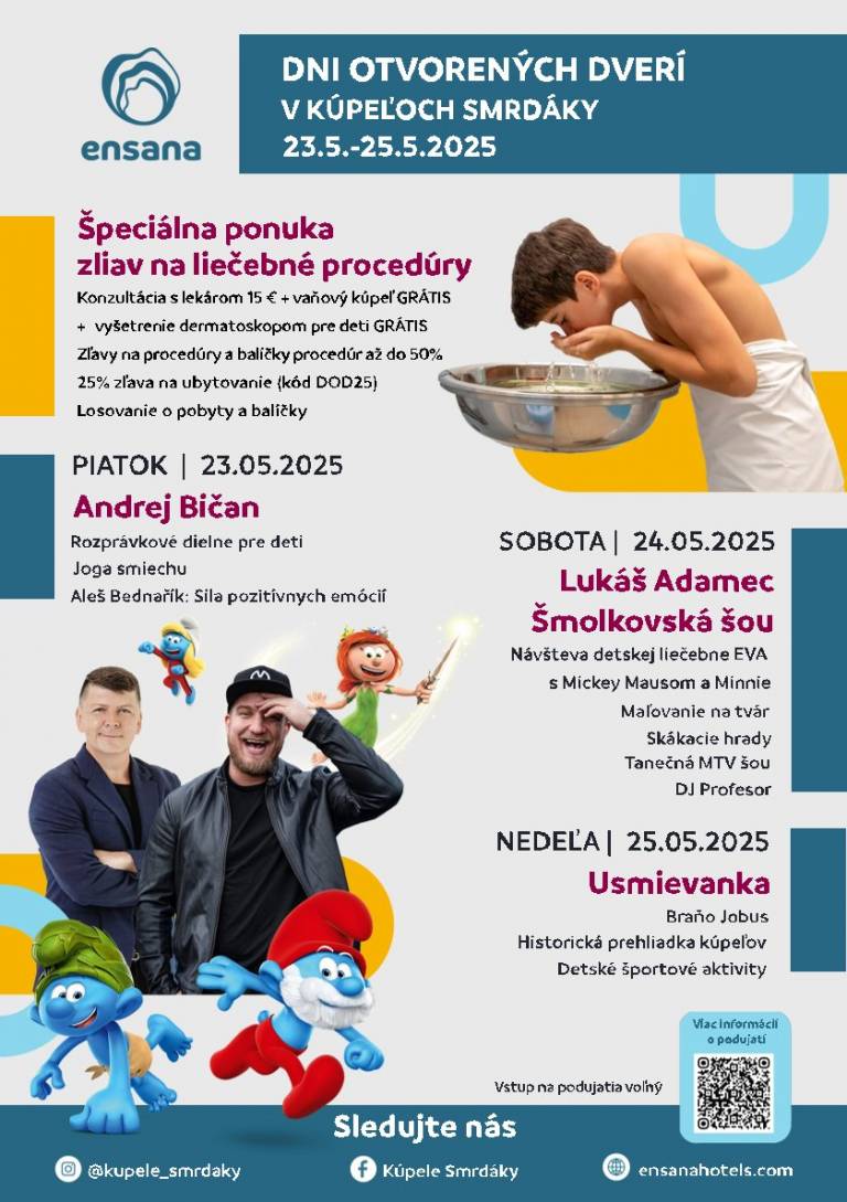 Den otevřených dveří v Koupelích Smrdáky 23.- 25.5.2025 Den otevřených dveří v Koupelích Smrdáky 23.- 25.5.2025